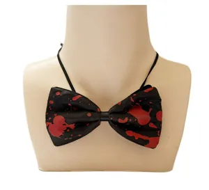 Halloween horror blood splatter bow tie for spooky party costume accessory and cosplay decor.