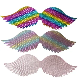 Kids Iridescent Holographic Angel Wings Costume Props Stitched Ultrasonic Embossed Feather Swallow Shaped Fairy Wings For Halloween Christmas Party
