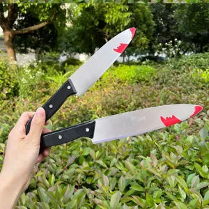 Halloween bloody simulation kitchen knife plastic fake weapon horror party prank props decor item