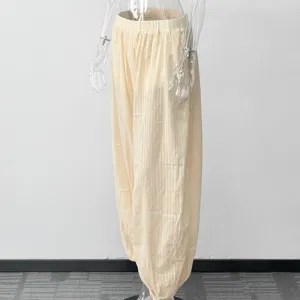 Lightweight casual balloon pants detail, high waist loose fit design for women summer wear.