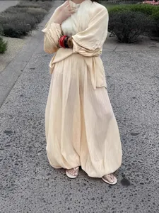 Women's Casual Loose Harem Pants Summer Thin High Waist Solid Color Drape Wide Leg Trousers