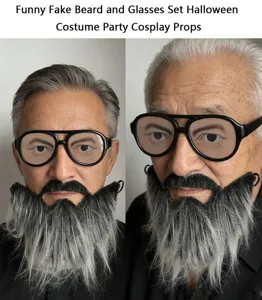 Funny fake beard and glasses set for Halloween costume parties and cosplay fun props.