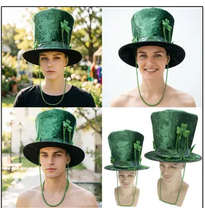 Groene klaver hoge hoed St. Patricks Day feest kostuum accessoire voor volwassenen