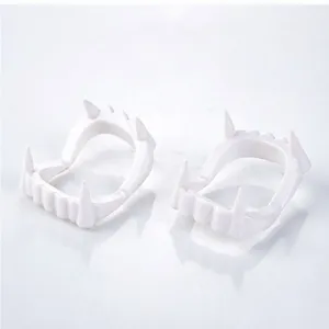 White plastic vampire fangs teeth props for Halloween costume dress up party accessories