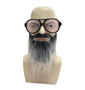 Funny Halloween party disguise fake beard glasses set prank novelty costume prop for men