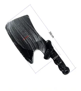 Halloween scary plastic cleaver prop detail view showing dimensions for party decor.
