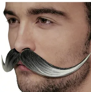 Finto baffo per festa di Halloween grande baffo ricurvo accessorio costume cosplay uomo