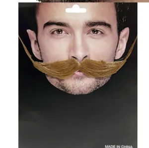 Finta baffi di Halloween accessorio costume per festa grandi baffi ricurvi sintetici uomo