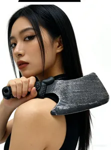 Halloween black plastic butcher axe prop spooky party weapon horror costume party decoration