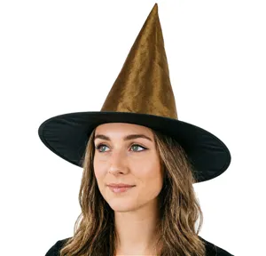 Fluwelen heksenhoed voor Halloween feest, puntige tovenaar hoed kostuum accessoire.