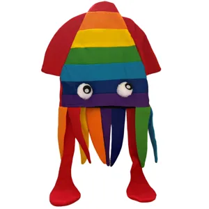 Colorful velvet squid hat rainbow octopus costume party cap funny novelty headwear soft plush