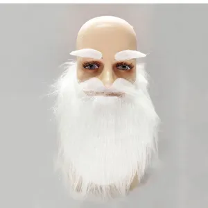 Set di barba e sopracciglia da Babbo Natale bianco per costume festa di Natale dettagli.
