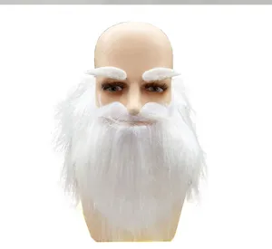 Set di barba e sopracciglia da Babbo Natale bianco, accessorio morbido per festa.