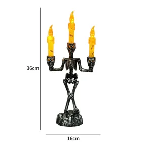 Halloween Skelett Kerzenleuchter LED Elektronische Kerze Gruselig Party Deko 36cm
