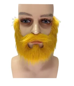 Barba finta da costume gialla per festa di carnevale cosplay travestimento, barba intera.