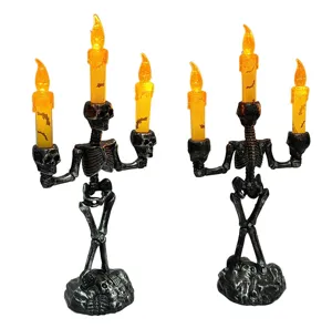 Halloween Skelett Kandelaber LED elektronische Kerzen Lichter gruselige Party Deko Requisiten