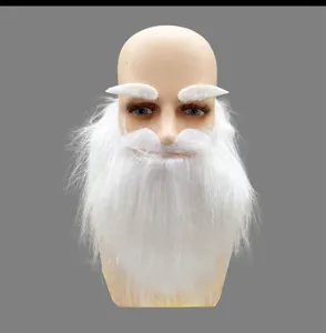 Set di finta barba e sopracciglia da Babbo Natale bianco per costume da festa di Natale.