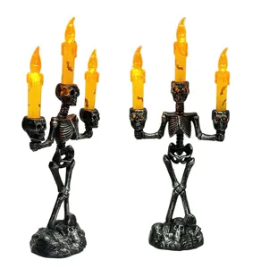 Halloween Skelett Kerzenhalter LED elektronische Kerze gruselige Deko Tischdekoration
