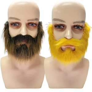 Barba Finta Realistica Baffi di Simulazione Oggetto di Scena del Costume Baffi a Pieno Facciale per Accessori per Feste di Cosplay di Halloween