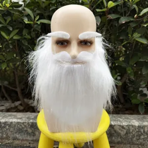 Set di barba e sopracciglia bianche da Babbo Natale per costume festa di Natale e cosplay.