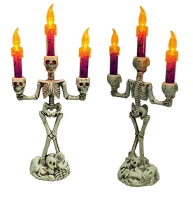 Halloween Skelett Kerzenhalter LED elektronische Kerzen Lampe Horror Deko Requisite Ornament