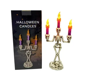 Halloween Skelett Kandelaber LED Kerzenlicht gruselige Party Dekoration Tisch Ornament
