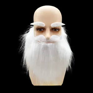 Set barba e sopracciglia da Babbo Natale bianco per costume da festa di Natale e travestimento.