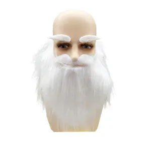 Set di barba e sopracciglia da Babbo Natale bianco per accessori festa di Natale.