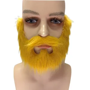 Finta barba gialla uomo per costume festa carnevale travestimento baffi accessorio