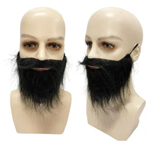 Maύρο ψεύτικο γένι για αποκριάτικό cosplay, αξεσουάρ πάρτι με λάστιχο, λεπτομερής όψη