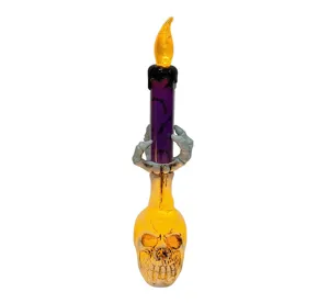Halloween Skeleton Kerzenhalter LED elektronische Kerze Lampe Totenkopf Party Deko Requisite