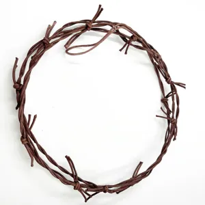 Couronne de fil barbelé artificiel marron simulation épines rotin Halloween fête déco