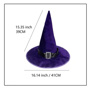Purple velvet witch hat with rhinestone buckle Halloween party costume accessory