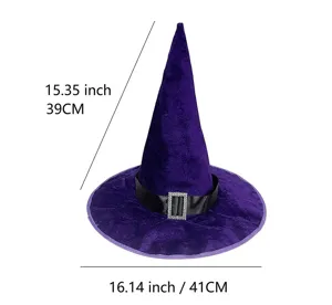 Lila Samt Hexenhut mit Strass Schnalle fur Halloween Party und Cosplay Kostum Zubehor.