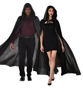 Black hooded cloak for adult Halloween costume cosplay party theatrical stage performance apparel