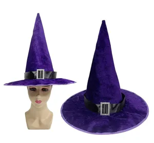 Lila Samt Hexenhut mit glitzernden Strass Schnalle für Halloween Party Kostüm Verkleidung