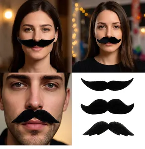 Funny party fake mustache set, black simulated beard props for cosplay and photography.
