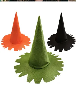Retro Halloween heksenhoed puntige kostuum feest cosplay mesh pet driekleurig stijlvol.