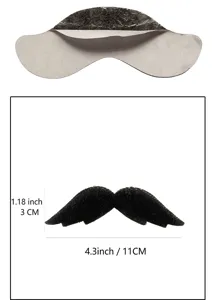 Black mustache shaped hair volume bump pad and fake beard for party dress up photography props