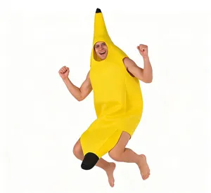Costume de banane drôle pour Halloween et fêtes, vue détaillée du design de la combinaison.