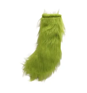 Chaussette de Noël en peluche verte pendentif décoration de fête arbre de Noël suspendu