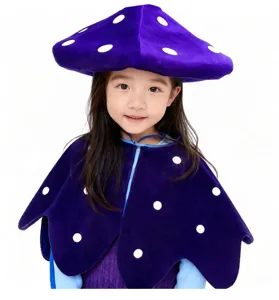 Kinder lila Pilz Hut und Umhang Kostüm Set für Cosplay Party Feiertag Verkleidung.