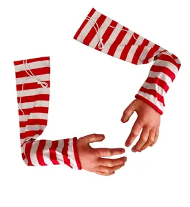 Halloween bloody severed arms props hanging decor red white striped zombie hands party decor
