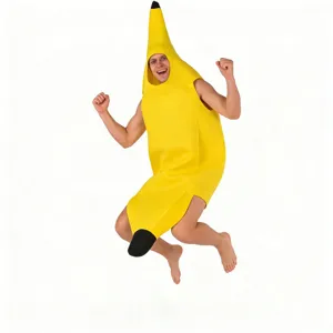 Costume de banane drôle pour adultes et enfants, idéal pour les fêtes d'Halloween et spectacles.