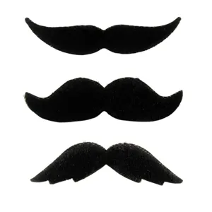 Fake mustaches for party funny black novelty facial hair photo props set of 3 pieces