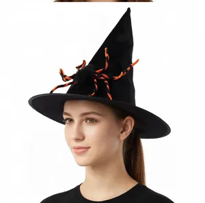 Halloween black witch hat with spider decoration party costume dress up accessory headwear