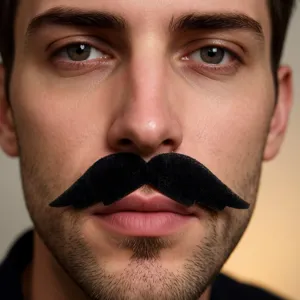 Funny party fake mustache for men, realistic black handlebar mustache costume photo prop.