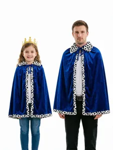 Children adult king royal velvet cape cloak with faux fur trim for Halloween party performance