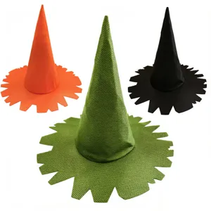 Halloween Retro Heksenhoed Voor Vrouwen Puntige Toverenaarshoed Masquerade Feest Cosplay Rekwisieten Kartelrand Gaas Polyester Heksenhoed