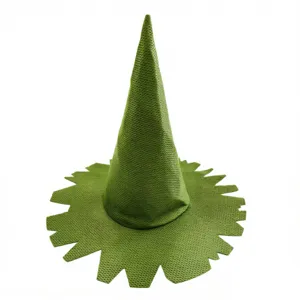 Groene retro heksenhoed puntige cosplay kostuumhoed voor vrouwen Halloween feest verkleedpartij